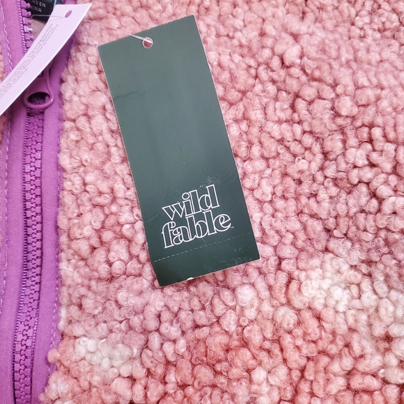 Full Zip Sherpa Fleece Jacket Wild Fable Pink Landscape Mens Womens NWT - Picture 5 of 6